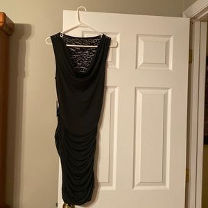 Express deep green dress (fitted).